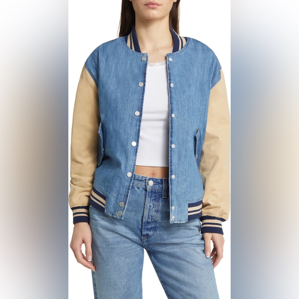 Mixed Media Denim & Canvas Bomber Jacket
BLANKNYC Size XS